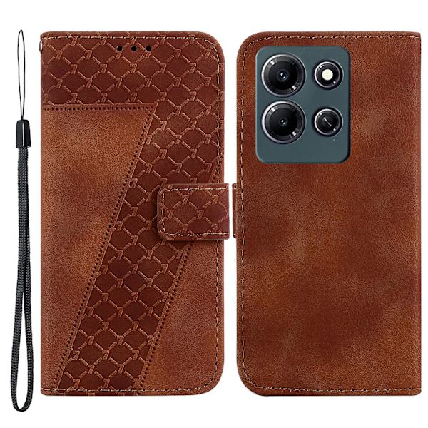 För Infinix Note 30i 4g Dammtät Pu-läder Phone case Ställ tryckt 7-formsmönster Flip Cover Brown