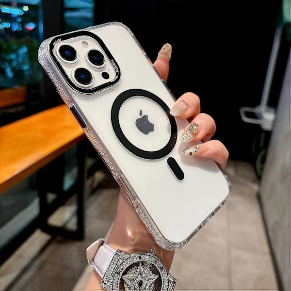 iPhone 16 Pro Magneettinen Suojakotelo PC TPU Iskunkestävä Puhelinkuori Yhteensopiva MagSafe kanssa Multicolor Transparent Black