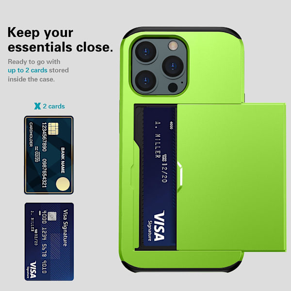 Skjutkortshållare Cover För Iphone 15 Pro, Tpu + PC Dual Layer Case Green