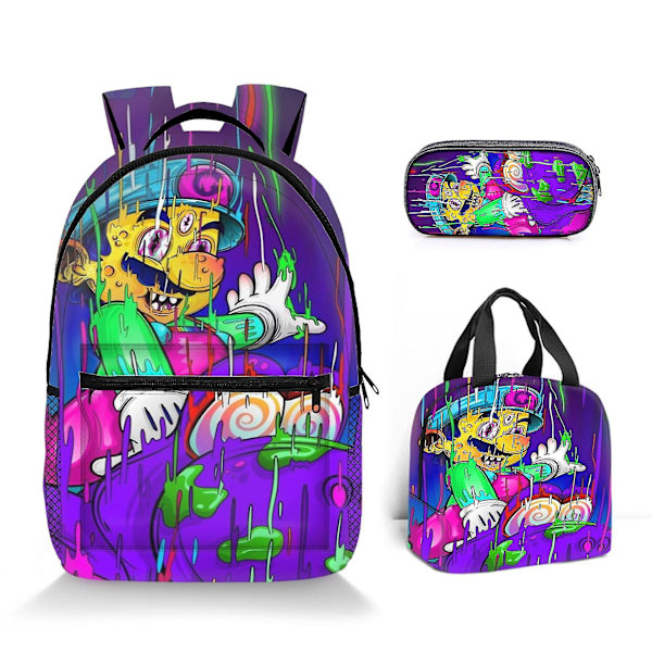 Super Mario Printed Ryggsäck Student Polyester Tecknad Barn Ryggsäck Tredelad Set Style 5