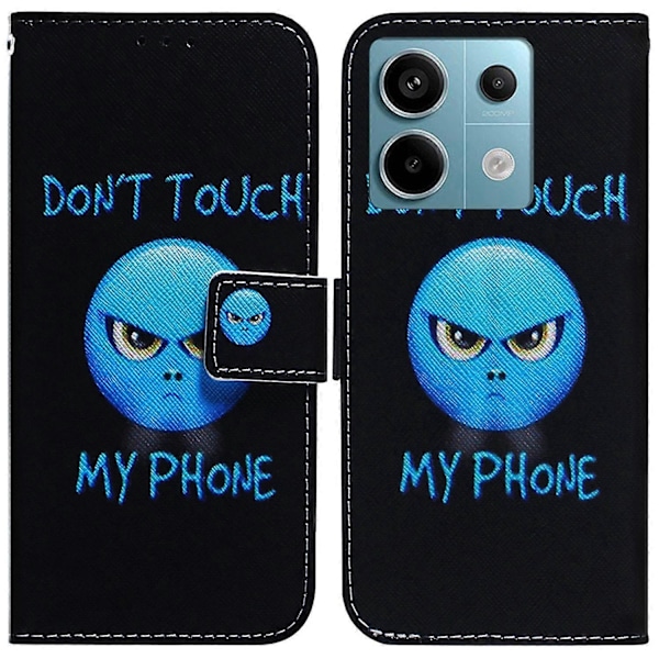 Læderetui med stativ til Xiaomi Redmi Note 13 Pro 5G/Poco X6 5G, 3D kreativt mønsterdesign Multicolor Don&#39;t Touch My Phone