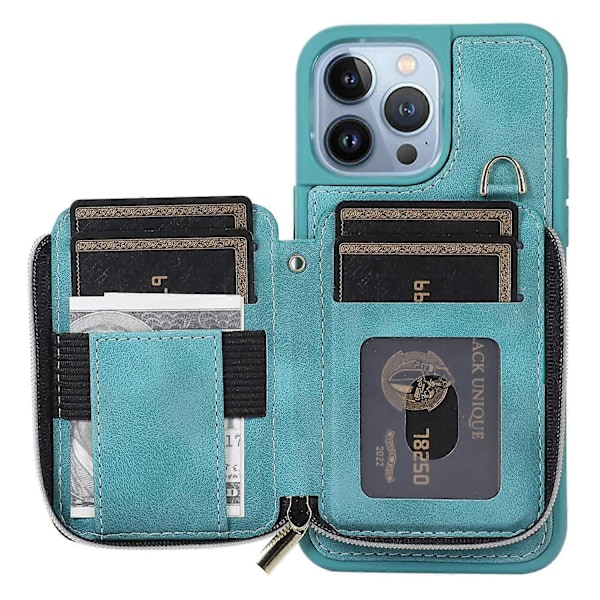 iPhone 13 Pro -puhelimen jalustallinen vetoketjullinen suojakotelo PU-nahkaa+TPU-puhelinkuori Multicolor Style F