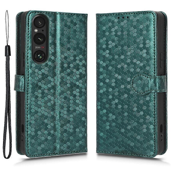 Læderetui til Sony Xperia 1 V, præget prikmønster tegnebog mobiltelefon stativ cover Multicolor Style C