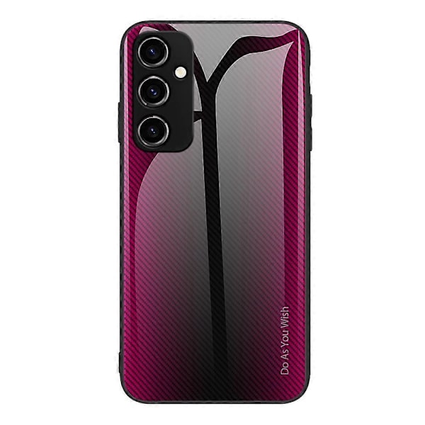 För Samsung Galaxy A34 5G Mobilskal Kolfibertextur TPU+Härdat Glas Mobilskal Multicolor Style D
