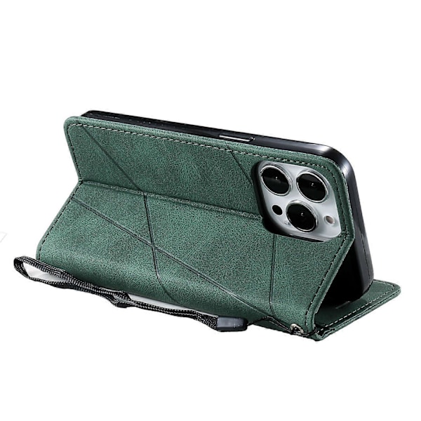 Magnetisk lommebokdeksel med skjøtedesign og stativ for iPhone 15 Pro Multicolor Style C