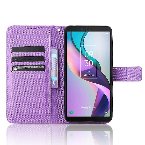 För Tcl Ion X Diamond Texture Läder Phone Case anti-scratch Cover Purple