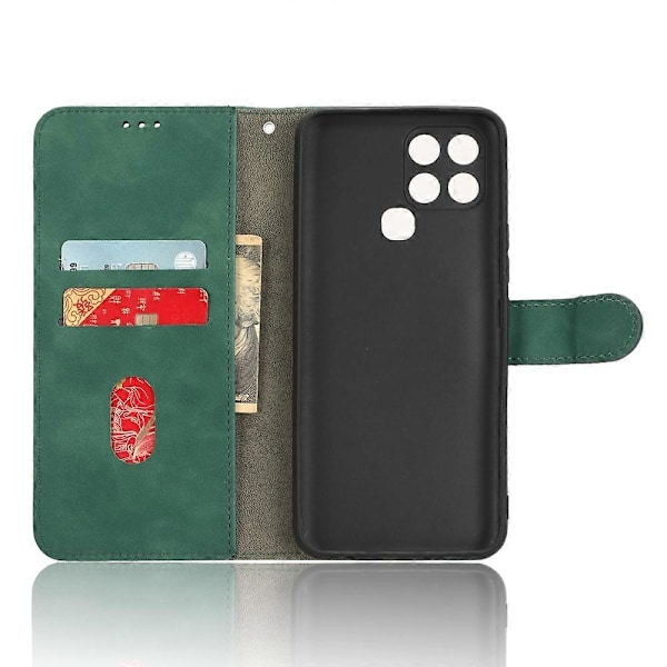 Infinix Smart 6 -puhelimelle suunniteltu Skin-Touch -tuntuinen PU-nahkainen suojakotelo, jossa on jalusta ja läppäkansi Multicolor Style C