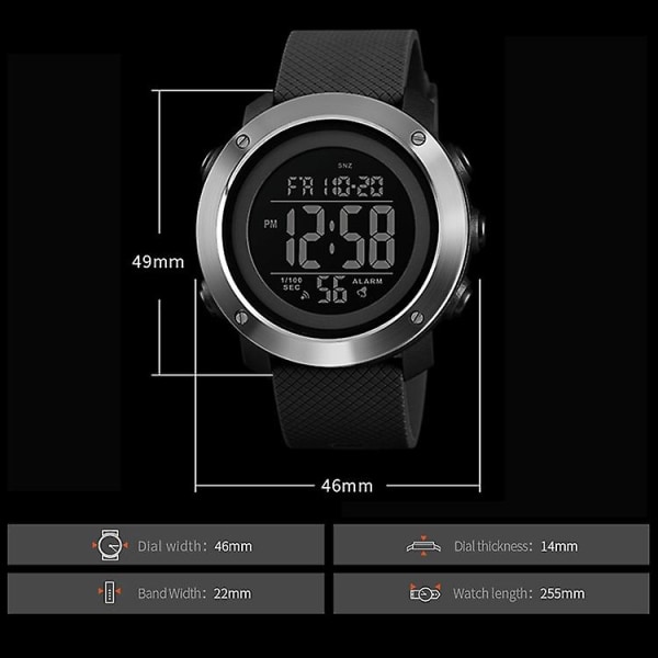 Skmei 1426 utomhus vattentät självlysande elektronisk watch Black