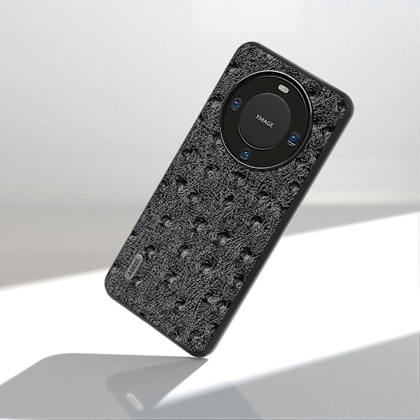 Telefonfodral med strutsstruktur för Huawei Mate 60 Pro Äkta koläderbelagd PC+TPU-skal Multicolor Style C