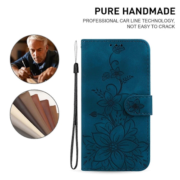 Til Samsung Galaxy S23 FE Præget Lily Blomst Smartphone Etui PU Læder Standpung Cover Multicolor Style B
