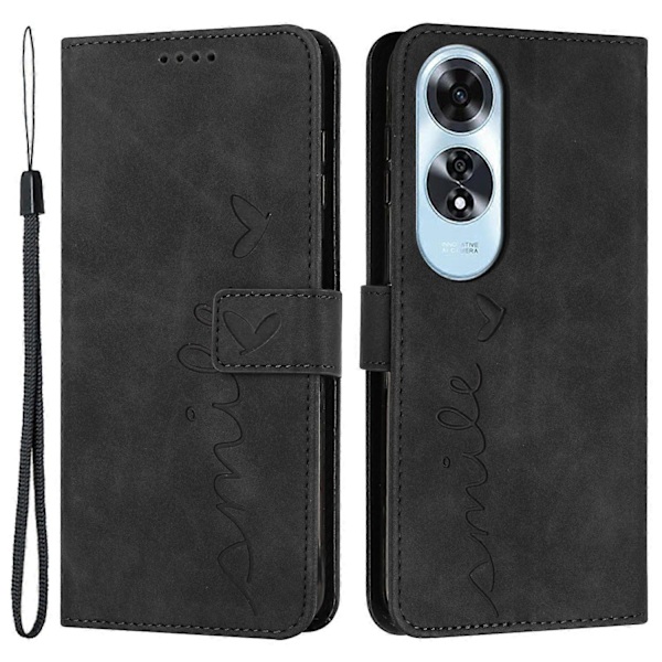 Oppo A60 4G -kotelo sydänkuvioidulla PU-nahkaisella lompakkokotelolla ja hihnalla Multicolor Style A