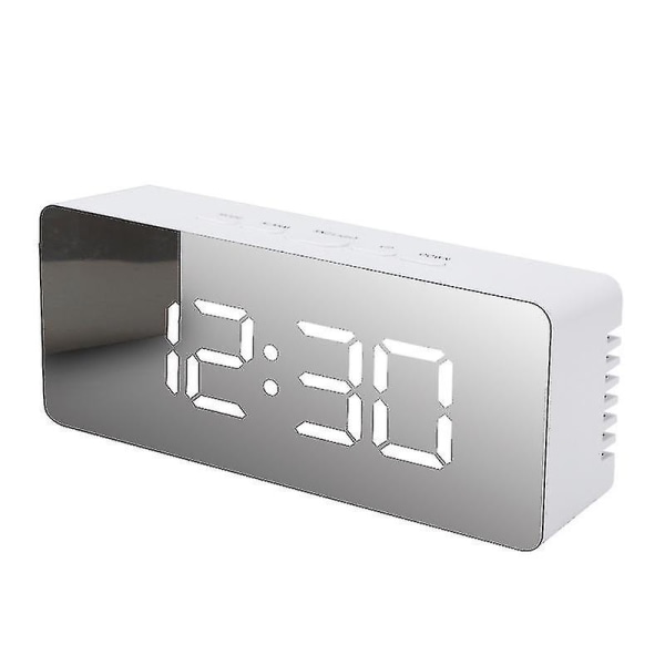 Multifunktionell spegelklocka Led digital spegelklocka Desktop Kreativitet Makeup Spegel Väckarklocka Hem Temperatur Elektronisk klocka TSS69W Rectan White Light