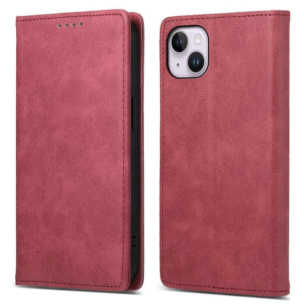 DF-05 Stand Cover til iPhone 15 Plus, PU Læder Smartphone Etui RFID Blokerende Telefon Shell Wallet Multicolor Style C