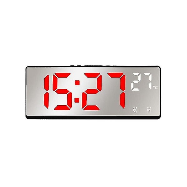 Stemmekontrol Spejl Digital Temperatur Dobbelt Alarm Snooze Bordur Natfunktion 12/24t (re