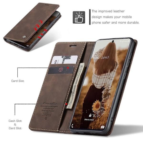 CASEME 013 Series Flip Plånbok Läder Telefonskal för Samsung Galaxy A71