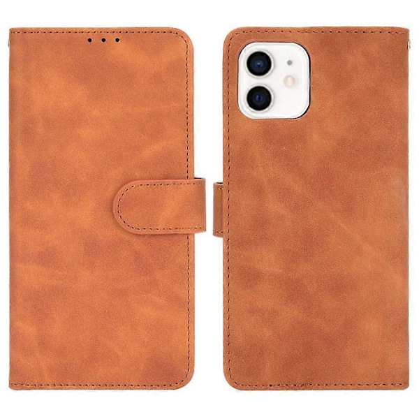 Skin-Touch Stand Funktion PU Læder Beskyttende Flip Folio Cover til iPhone 13 6.1 tommer Multicolor Style E
