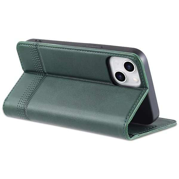 För Iphone 15 Plus anti-scratch Pu Case Stativ Plånbok Cover Green