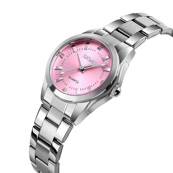 Skmei 1620 Delicate Rhinestone Creative Casual Vattentät Quartz Watch Steel Strap Watch Pink