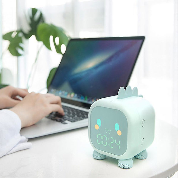 Lille Dinosaur Lille Vækkeur Smart Natlampe Skrivebordsur Børn Studerende Sengelampe LED Elektronisk Ur 1 Styk