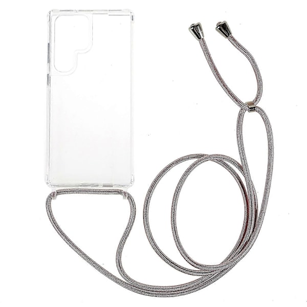 Til Samsung Galaxy S23 Ultra TPU+Akryl Telefon Cover Klar Anti-ridse Etui med Lang Snøre Multicolor Style H