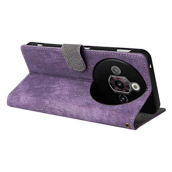Til ZTE nubia Focus Pro Wallet Case RFID-blokering PU Læder Cover Stand View - Grøn Multicolor Purple