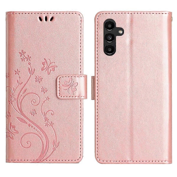 Samsung Galaxy S24 FE Kotelo PU Nahkainen Puhelinlompakkokotelo Hihnalla - Harmaa Multicolor Rose Gold