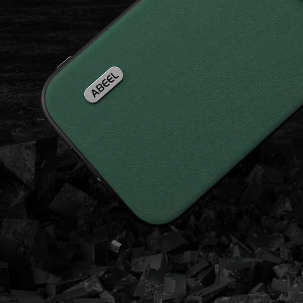 För Iphone 15 Pro Stötsäkert phone case Kohud Läder + PC + Tpu Anti-Scratch cover Green