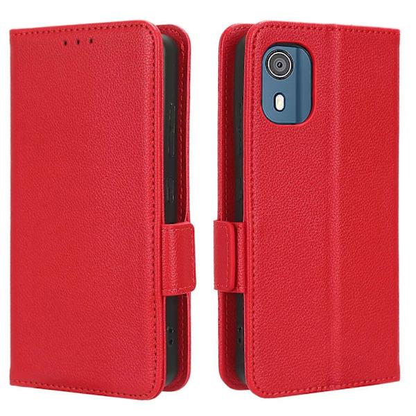 Plånbok PU Läder Telefonfodral för Nokia C02, Litchi Textur Ställ Telefonskydd Multicolor Style C