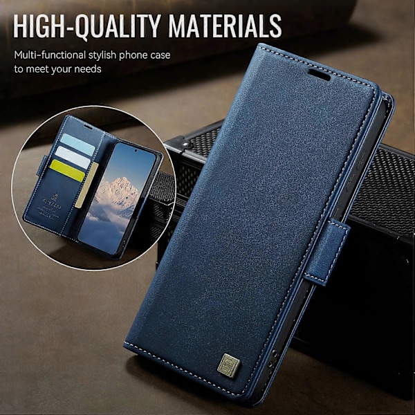 Til Samsung Galaxy S24 Ultra Case AUTSPACE A11 RFID-blokerende Retro Læder Mobiltelefonpung Cover Multicolor Blue