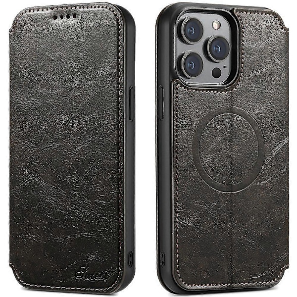 SUTENI J05 Telefoncover til iPhone 13 Pro Max Kompatibelt med MagSafe PU Læder Stand Wallet Cover Multicolor Style A