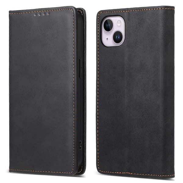 DF-05 PU-läderfodral för iPhone 15, RFID-skydd, telefonställ, plånboksfodral Multicolor Style C