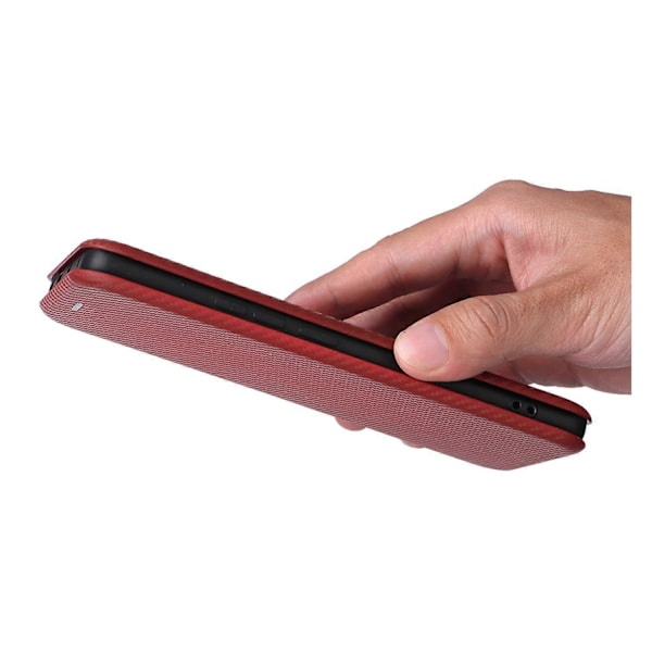 Skal för Xiaomi Redmi Note 14 Pro 4G Fodral Kolfibertextur Fallsäkert PU Läder Telefonskydd Multicolor Brown