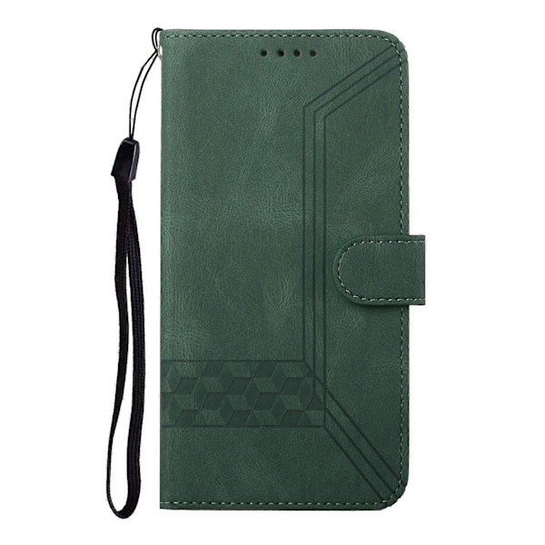 Mobilskal för iPhone 17 med rem, präglat PU-läder, plånboksställ Multicolor Blackish Green
