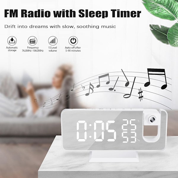 Projekt Alarm C Med FM Radio, Temperatur Overvågning, Klar Stort Ciffer, Senge C