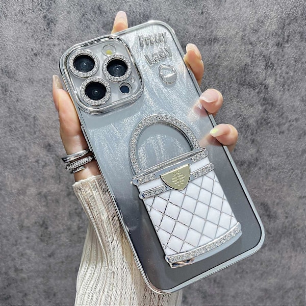 iPhone 16 Pro Max -kotelo peilijalustalla TPU+PC kiiltävä suojakuori - Musta Multicolor Silver