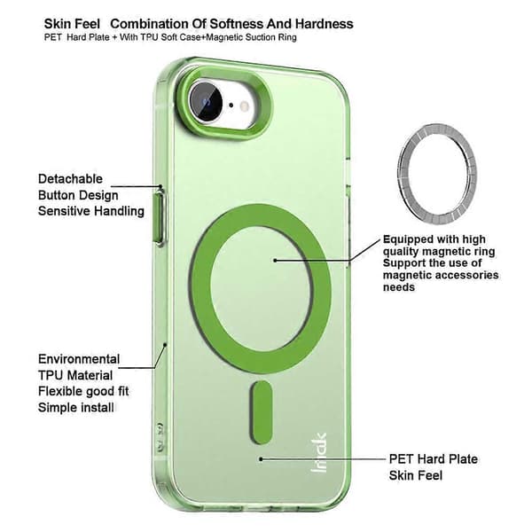 IMAK Etui til iPhone 16e Magnetisk Candy Farve Anti Drop TPU+PET Bagcover Multicolor White