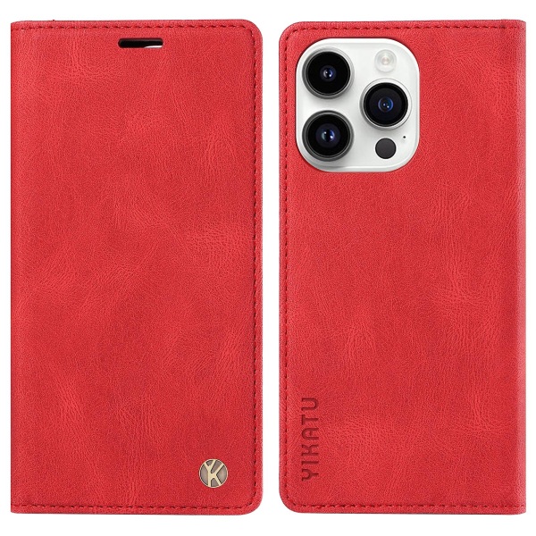 För Iphone 15 Pro Max Skin-touch Pu Läder Shell Plånboksställ Cover Red
