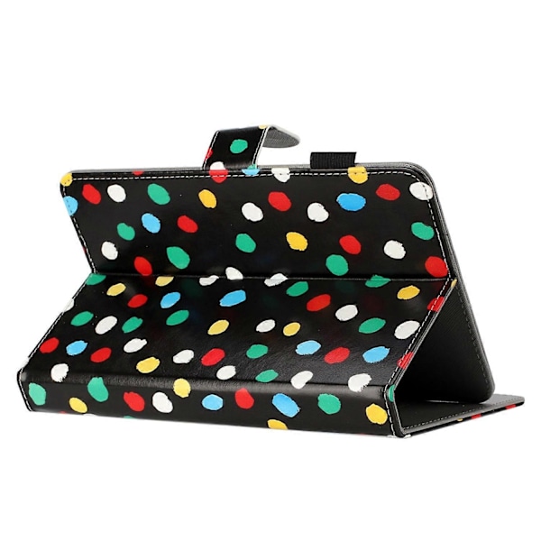 8-tums Auto Wake/Sleep Kortfack PU Läder Ställ Fodral Prickigt Mönster Tablet Skydd Multicolor Style C