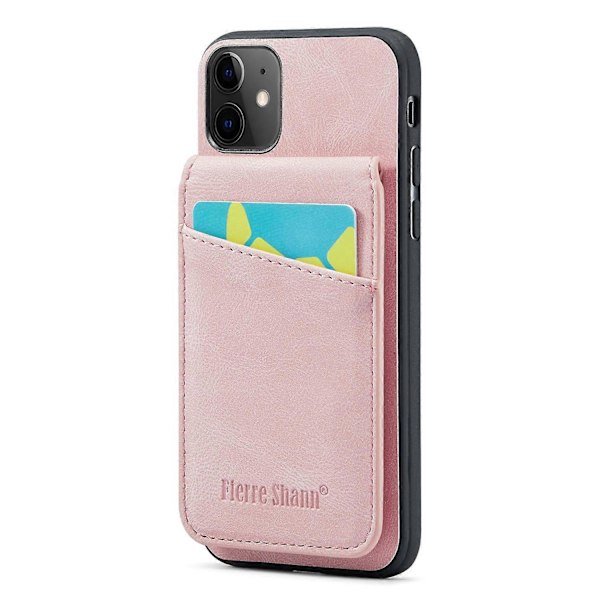 FIERRE SHANN Kickstand -puhelinkotelo iPhone 11:lle PU-nahkaa+TPU-korttipaikkakotelo Multicolor Style C