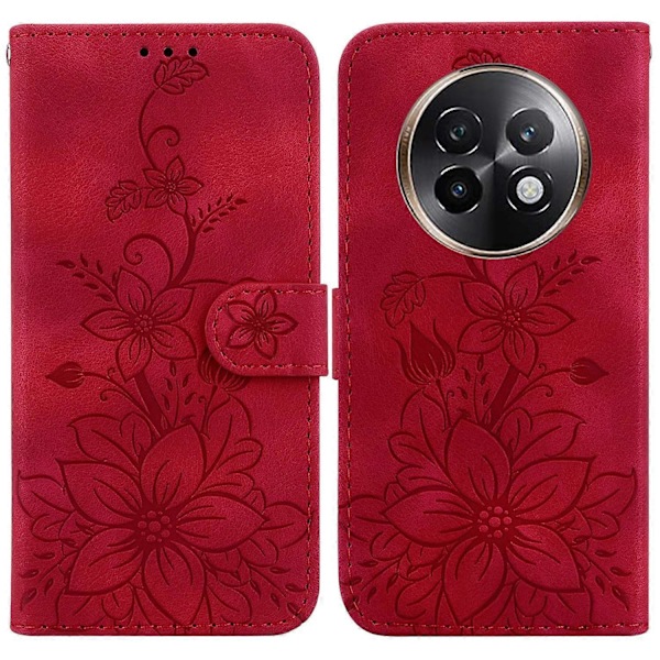 Skal för Realme 13+ 5G Lily Flower Präglat Läder Telefonskal med Ställ Multicolor Style F