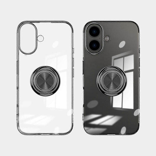 Elektropläterat TPU-skal med stativ och magnetisk bilhållare för iPhone 16 Plus Multicolor Style D