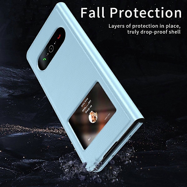 För Samsung Galaxy Z Fold6 5G Fodral PU Läder Litchi Textur Telefonskal Visningsfönster Multicolor Style E