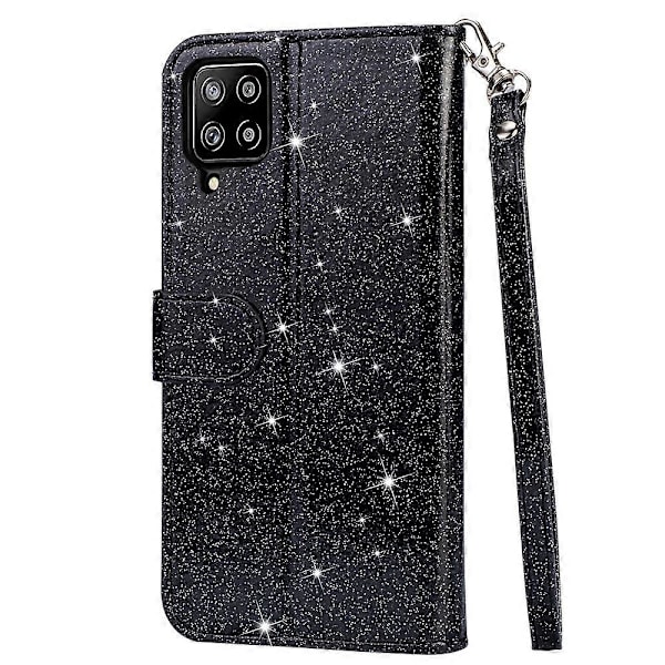 Flash Powder Lynlåslommepung Flip Læder Telefon Cover med Rem til Samsung Galaxy A12 Multicolor Style A