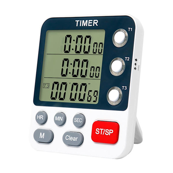 Kontor Alarm Tæller Op Ned Køkken Timer Stand 3 Kanaler LCD Digital-yujia