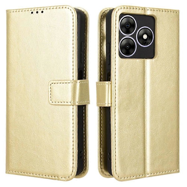 Läderfodral för Blackview Wave 8/Wave 8C/Oscal Flat 2 Crazy Horse Textur Telefonplånboksfodral Multicolor Gold