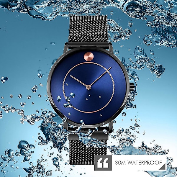 Skmei 9197 Simpelt Quartz Ur Til Damer Black Shell Blue Surface
