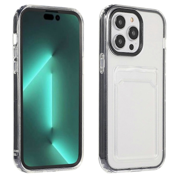För iPhone 14 Pro 6.1 tum Transparent Baksida Fodral Kortplats Funktion Mjukt TPU Telefonskal
