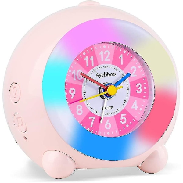 Analog barnväckarklocka, analog väckarklocka utan tickande LED-färg