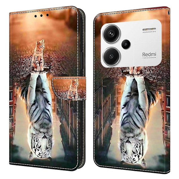 Xiaomi Redmi Note 13 Pro+ 5G Nahkakotelo 3D Luova Kuvio Design Käännettävä Jalusta Puhelinkotelo Multicolor Style A