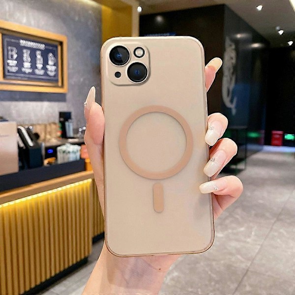 Magnetisk deksel til iPhone 15, kompatibelt med MagSafe, frostet PC-deksel med kameralinsebeskyttelse Multicolor Desert Gold